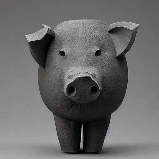 Image similar to “monolithic pig sculpture, mixed materials”