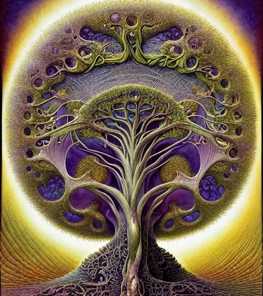 Image similar to tree of life by roger dean and andrew ferez, art forms of nature by ernst haeckel, divine chaos engine, symbolist, visionary, art nouveau, botanical fractal structures, organic, detailed, realistic, surreality