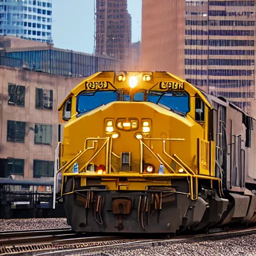 Image similar to csx locomotive running through down town manhatten