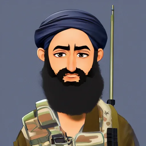 Image similar to Osama Bin Laden appears in new Disney movie, digital painting, 4k, anime key visual, artstation, kuvshinov ilya