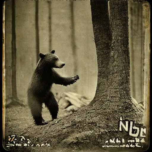 Image similar to “grizzly bear in full ninja outfit, 1900’s photo”