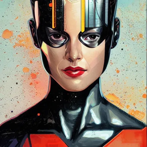 Image similar to portrait of a female android, by MARVEL comics and Sandra Chevrier