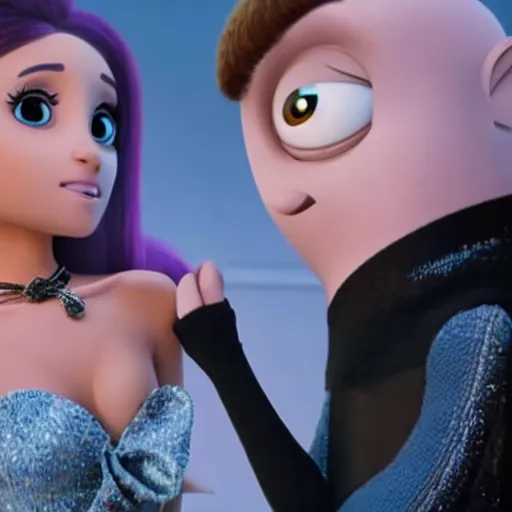 Prompt: ariana grande holding gru from despicable me movie hand 4k