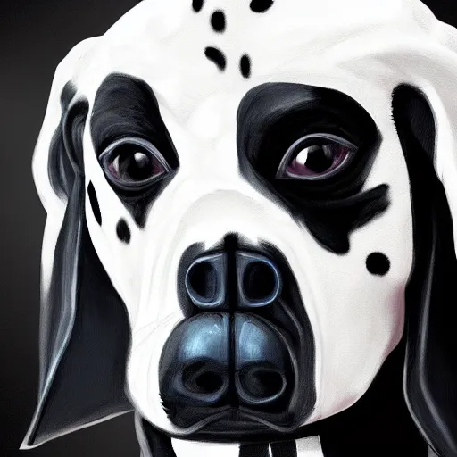 Prompt: dalmatian dog as darth vader, highly detailed, digital painting, artstation, concept art, matte, sharp focus, illustration