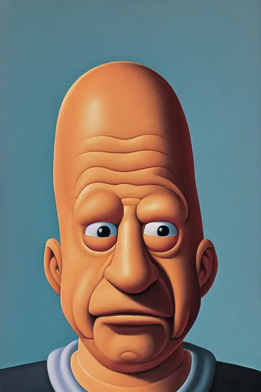 Prompt: geometrical portait of homer simpson by george tooker, by wain louis