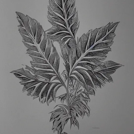 Prompt: highly detailed decorative engraving of acanthus plant