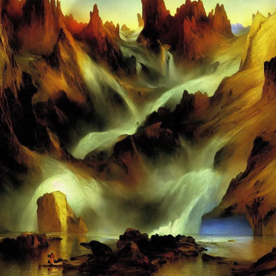 Image similar to artwork about a lonely life, painted by thomas moran and albert bierstadt. futurism, monochrome color scheme.
