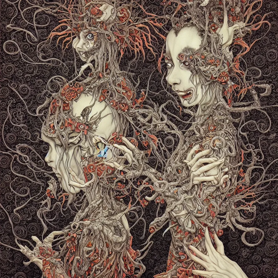 Image similar to portrait painted in jacek yerka style drawn by vania zouravliov and takato yamamoto, inspired by slavic demons, intricate acrylic gouache painting, high detail, sharp high detail, artstation