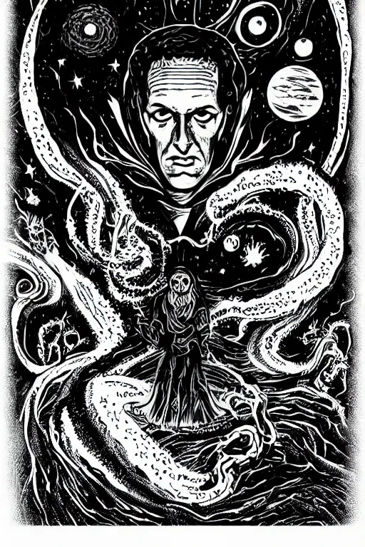 Image similar to Cosmic Horror by H. P. Lovecraft, retro dark vintage sci-fi