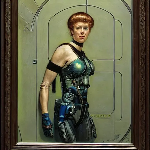 Image similar to portrait of a sci - fi woman, by donato giancola, berthold woltze, and norman rockwell.