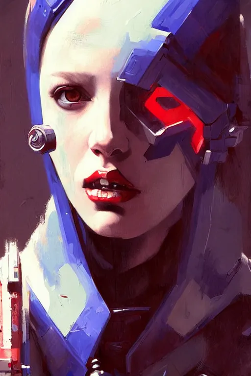 Prompt: full character portrait max mad cyberpunk warhammer 4 0 k, medic sapper not the girl with the pearl earring character design, painting by trending on artstation, jeffery catherine jones