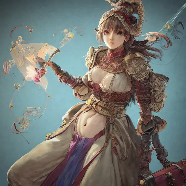 Image similar to the portrait of neutral good colorful female cleric bard as absurdly beautiful, gorgeous, elegant, skinny gravure idol, an ultrafine hyperdetailed illustration by kim jung gi, irakli nadar, intricate linework, sharp focus, bright colors, octopath traveler, final fantasy, unreal engine 5 highly rendered, global illumination, radiant light, detailed and intricate environment