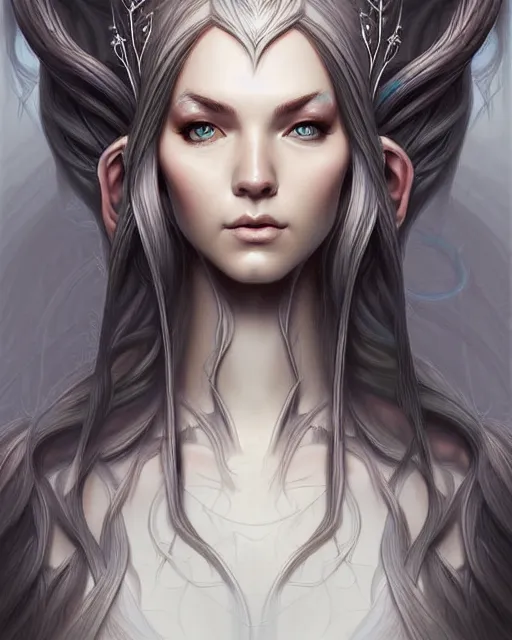 Prompt: digital art, centered portrait elven with short haire made with intricate roots, by james jean and by artgerm, by ross tran, ultradetailed, charachter design, concept art, trending on artstation,