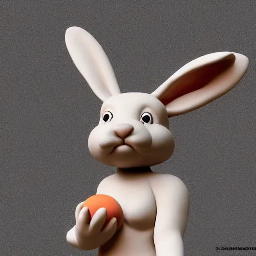 Prompt: a clay sculpture of a funny bunny, in the style of michelangelo, new york city background, hyper realistic, 3 d render