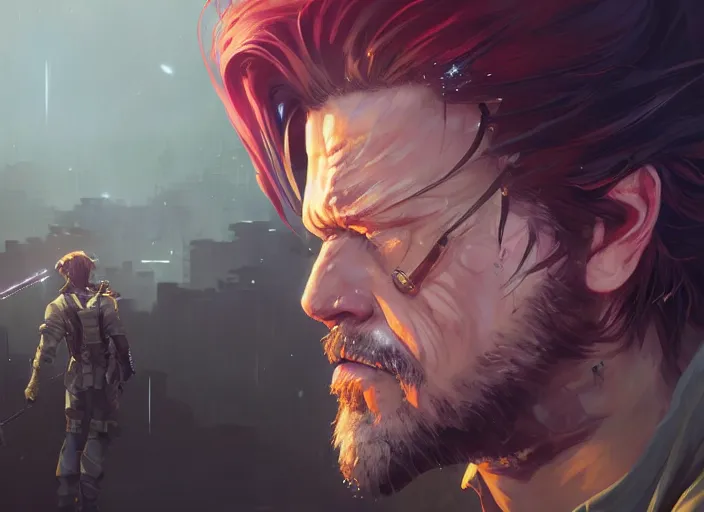 Image similar to highly detailed portrait of big boss metal gear, in no game no life, stephen bliss, 8 k, unreal engine, fantasy art by greg rutkowski, loish, rhads, ferdinand knab, makoto shinkai and lois van baarle, ilya kuvshinov, rossdraws, tom bagshaw, global illumination, radiant light, detailed and intricate environment