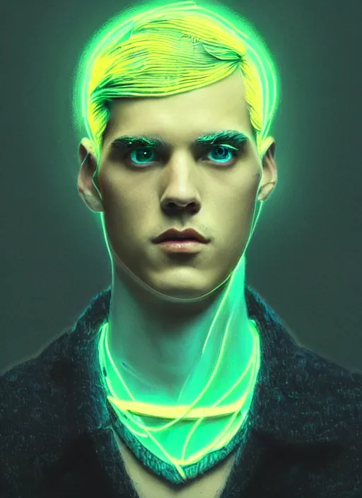 Image similar to a highly detailed long shot photo of masculin male face portrait, futurism, rococo cyber neon lighting, detailed futuristic fibonacci jewelry, profile posing, hyper photorealistic, crispy quality, digital photography, trending in pinterest, cinematic, 4 k ultra hd, art by pascal blanche, art by greg rutkowski, art by artgerm,