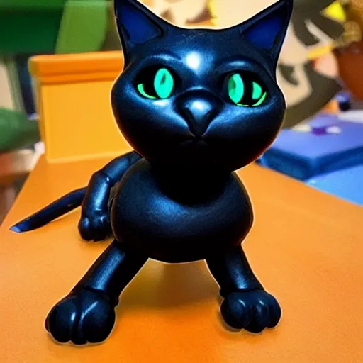 Image similar to an avatar of a black cat in the style of fortnite