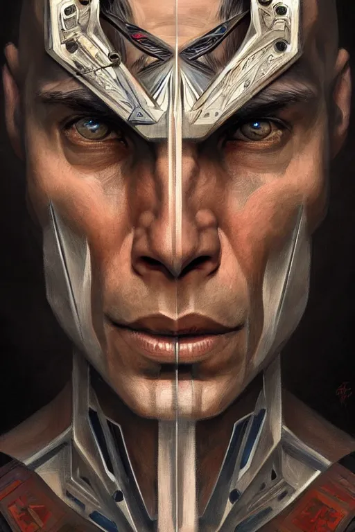 Image similar to symmetry!! portrait of zahn mcclarnon in the style of god of war, machine parts embedded into face, intricate, elegant, highly detailed, digital painting, artstation, concept art, smooth, sharp focus, illustration, art by artgerm and greg rutkowski and alphonse mucha, 8 k