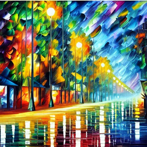 Image similar to vaporwave jungle city leonid afremov