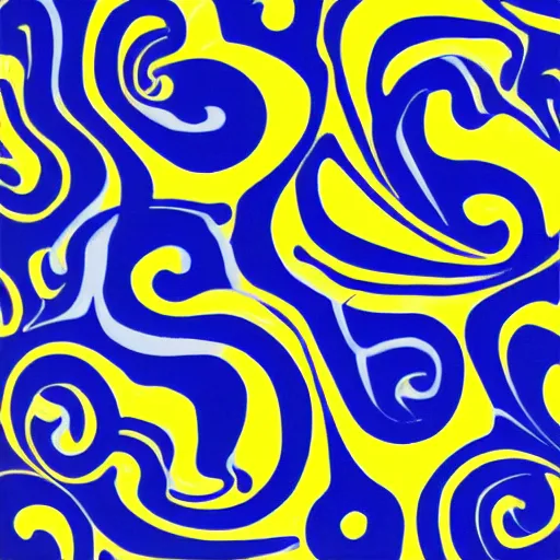 Prompt: bright yellow and slate blue swirling together