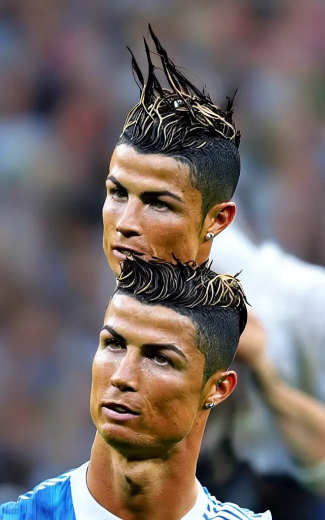 Image similar to cristiano ronaldo with a mohawk hair