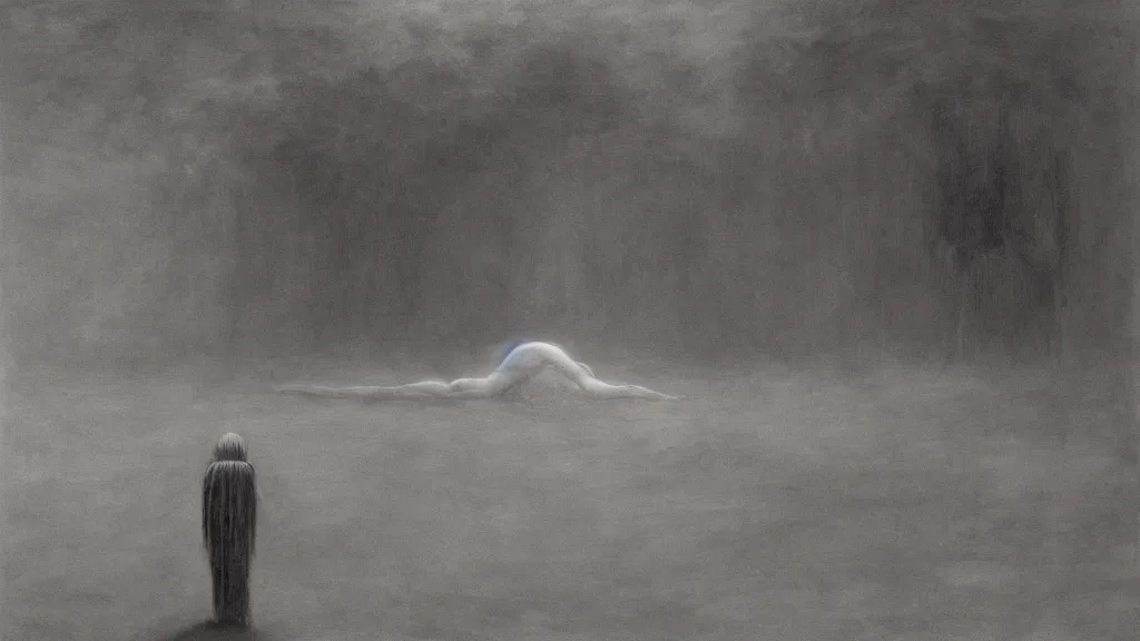 Prompt: the lonely specter by Zdzisław Beksiński, cinematic