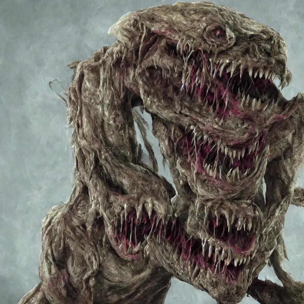 Image similar to horrifying creature, realistic, fangs
