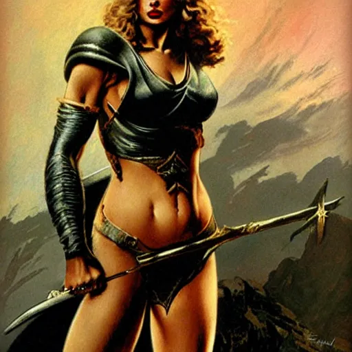 Image similar to taylor swift as a warrior maiden by frank frazetta and wlop and glen rutkowski