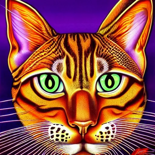 Image similar to Alex Grey Cat, Artstation