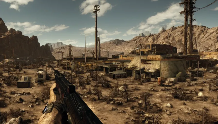 Image similar to 3 d rendering of fallout new vegas, unreal engine, 4 k, ultra detailed