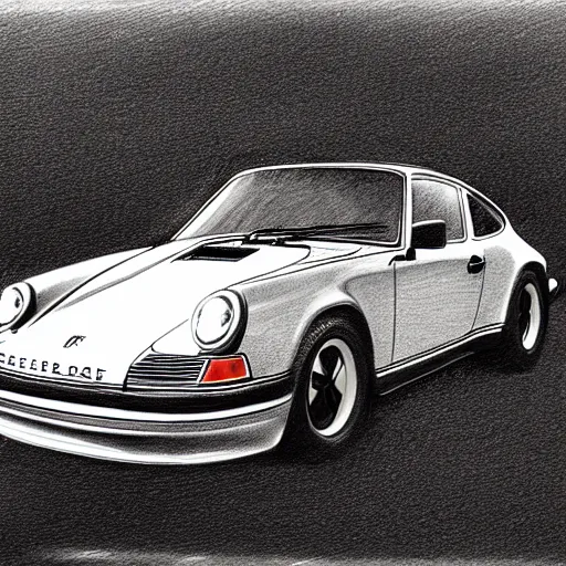 Image similar to pencil sketch of a prosche 9 1 1