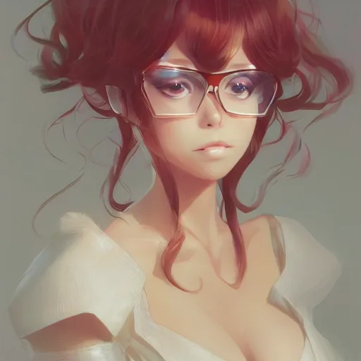 Image similar to An anime portrait of Burnadette Peters, by Stanley Artgerm Lau, WLOP, Rossdraws, James Jean, Andrei Riabovitchev, Marc Simonetti, and Sakimichan, tranding on artstation