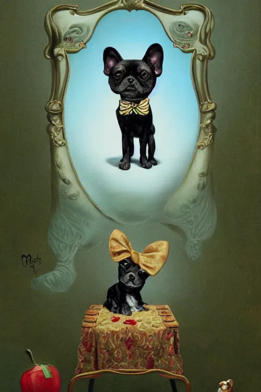 Image similar to a cute dog painted by mark ryden, by dali, isles of dog, digital art