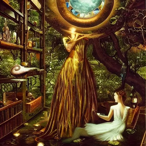 Image similar to Alchemists dream with magical reflections of knowledge lost in time ultra high quality surrealism