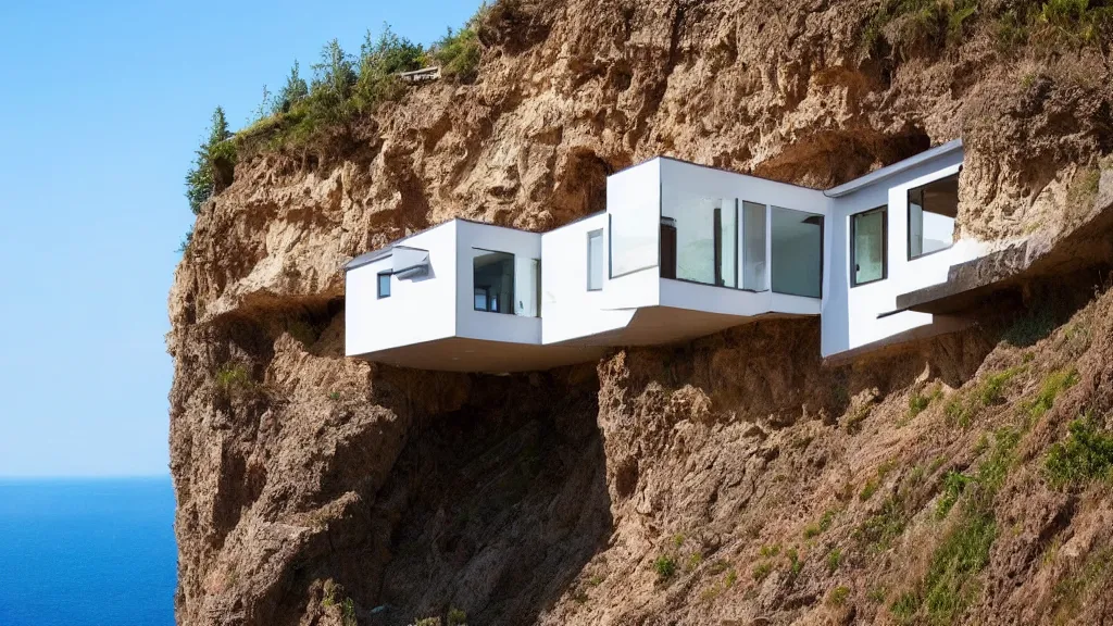 Image similar to house built on the side of a cliff, award winning photo