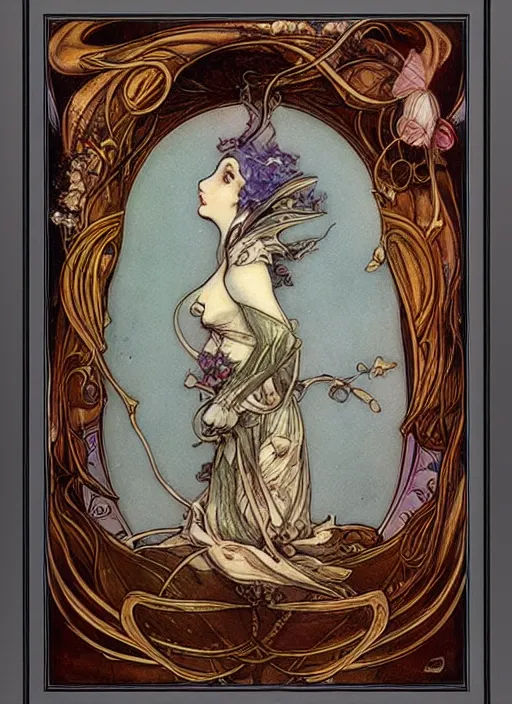 Image similar to an art nouveau picture frame by brian froud