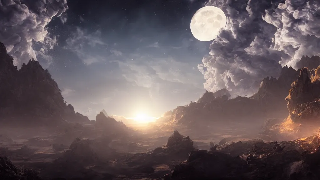 Image similar to moon, fantasy artwork, very very very beautiful scenery, hd, hdr, ue 5, ue 6, unreal engine 5, cinematic 4 k wallpaper, 8 k, ultra detailed, high resolution, artstation, award winning