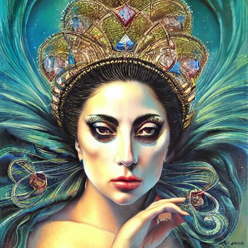 Prompt: lady gaga as the goddess of love, by karol bak