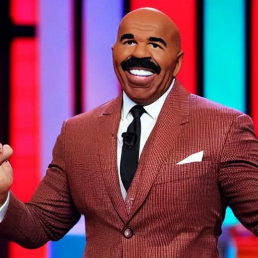 Image similar to steve harvey as a Ken doll, hosting family feud