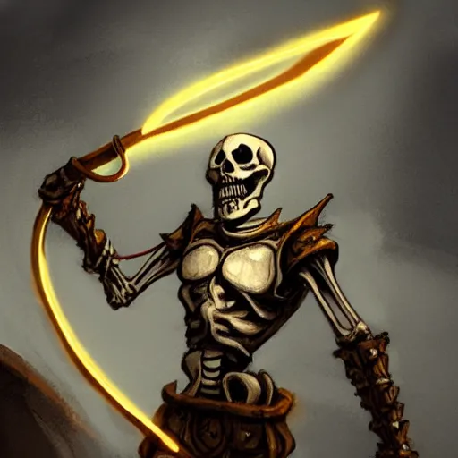 skeleton in body armor holding a glowing cutlass, Stable Diffusion