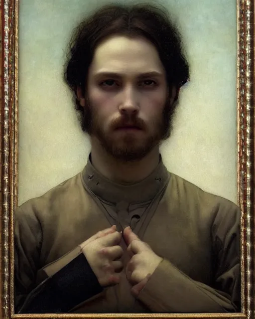 Prompt: a portrait of the prince of masculinity, art by tom bagshaw and manuel sanjulian and thomas cooper gotch, pre raphaelite, art nouveau