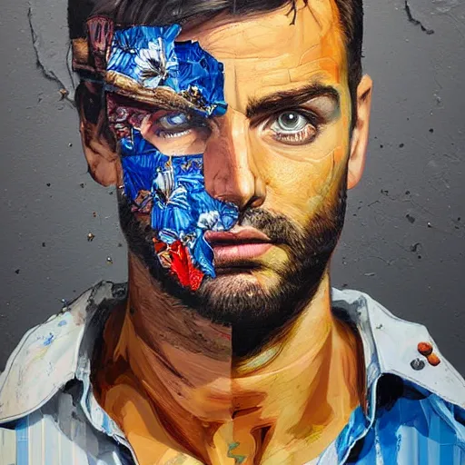 Image similar to portrait of a man, by Sandra Chevrier