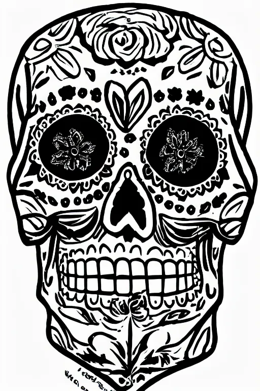 Image similar to illustration of a sugar skull day of the dead girl, art by hunter s thompson