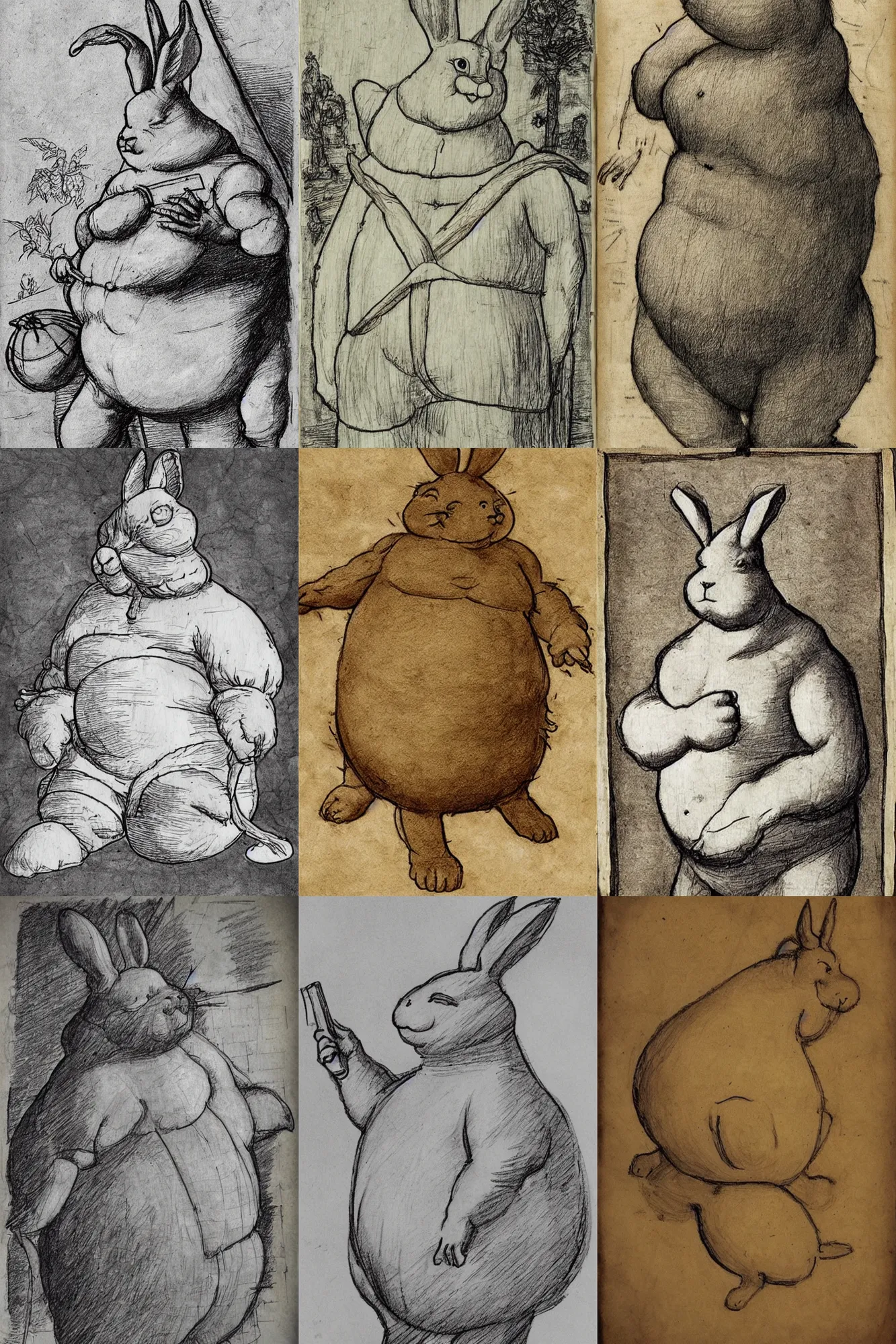 Prompt: big chungus sketch by leonardo da vinci