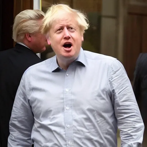 Image similar to Boris Johnson with Donald Trump's haircut.