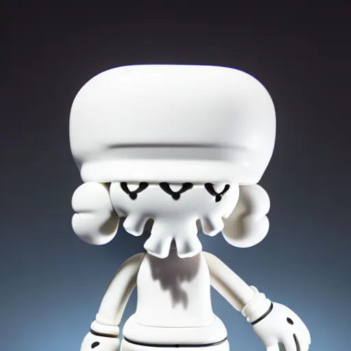 Image similar to an all white art vinyl figure with a microwave oven for a head, in the style of kaws, kidrobot, sket - one x iamretro, kenny wong x pop mart, space molly, frank kozik, guggimon, studio lighting, subsurface diffusion, 8 k - h 7 6 8