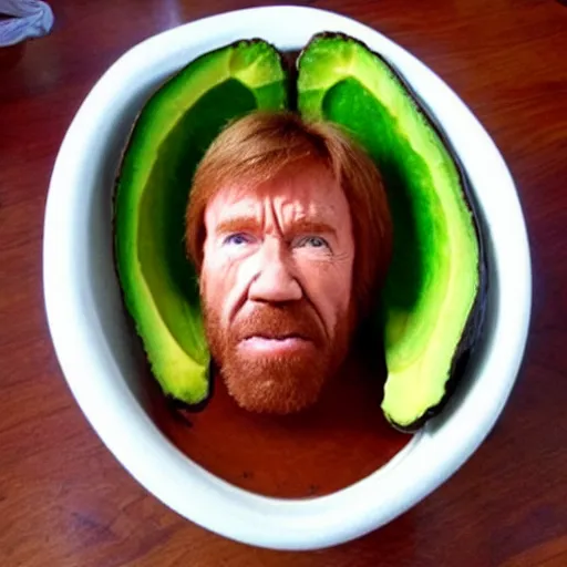 Prompt: chuck norris inside an avocado, chuckvocado