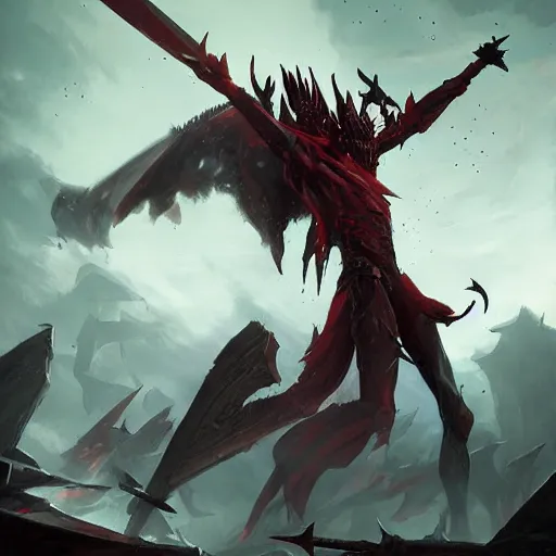 Image similar to aatrox on the battlefield by greg rutkowski