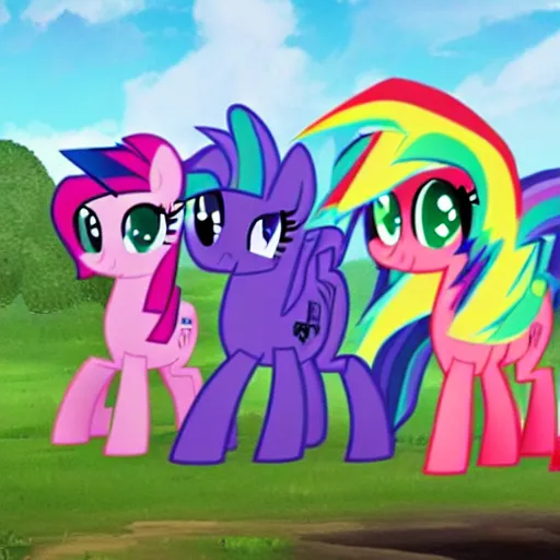 Image similar to My Little Pony in World War 2 battlefield