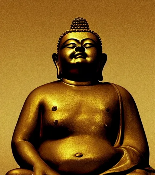 Image similar to 'jack black'!!! As a golden buddha statue